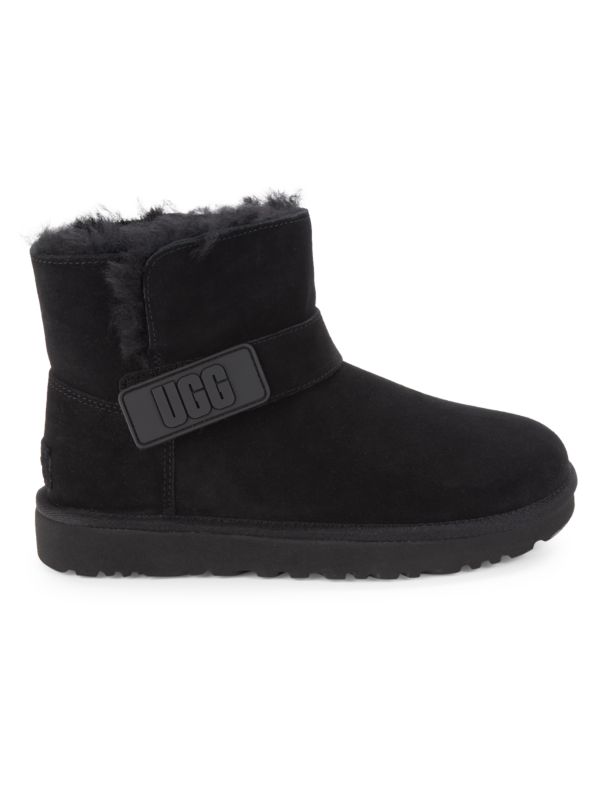 UGG Mini Bailey Logo Strap Shearling Lined Ankle Boots